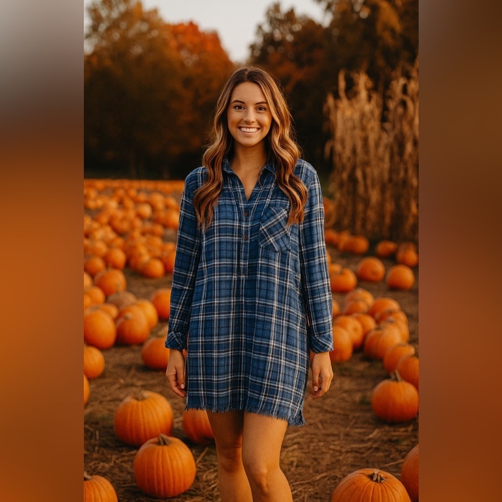 Blue plaid dress
